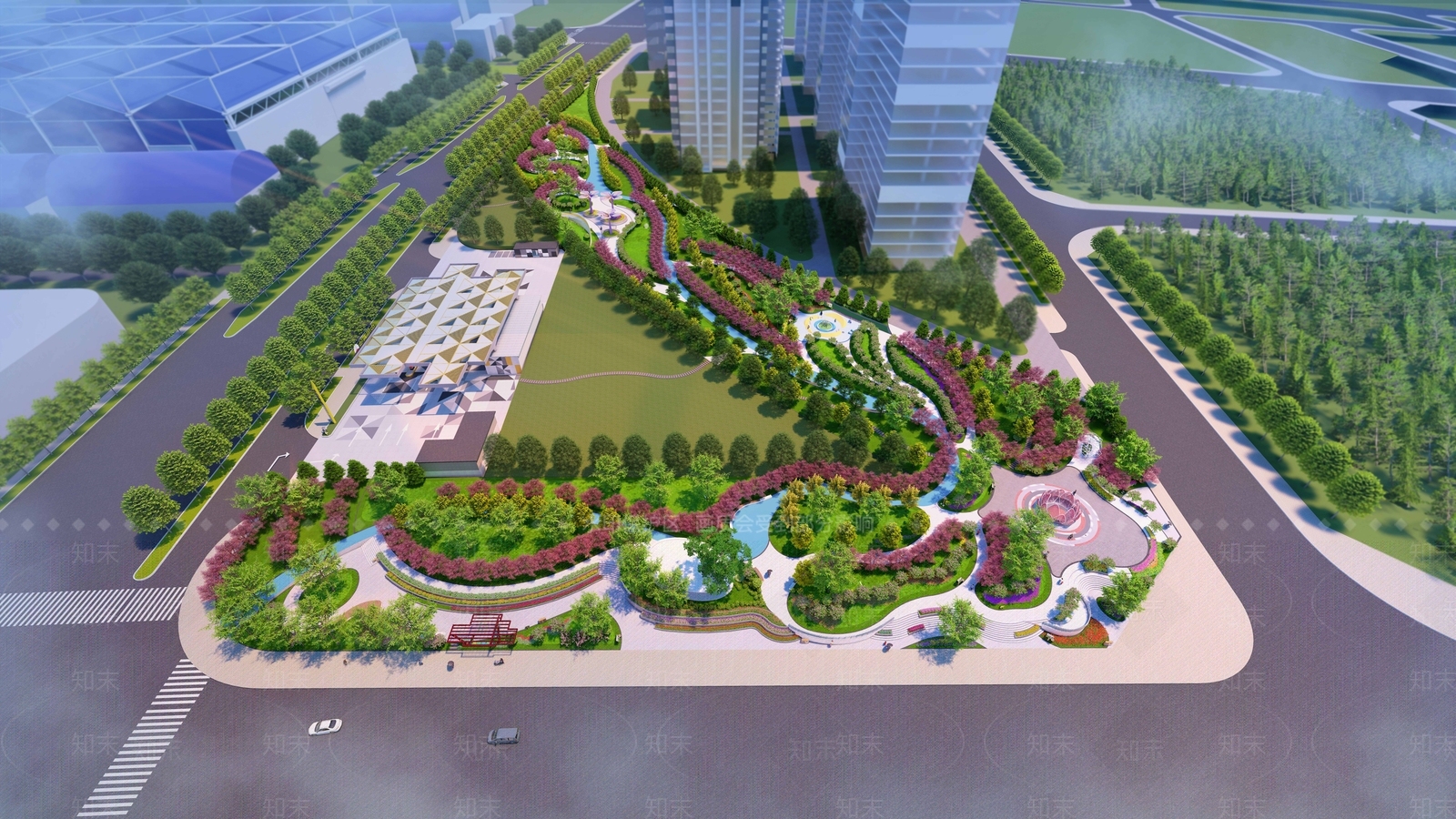现代花卉主题公园SU模型下载【ID:1161354846】