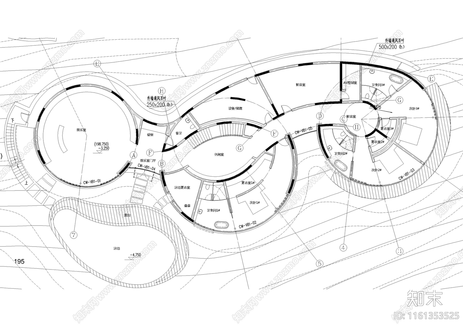 山地度假民宿建筑cad施工图下载【ID:1161353525】