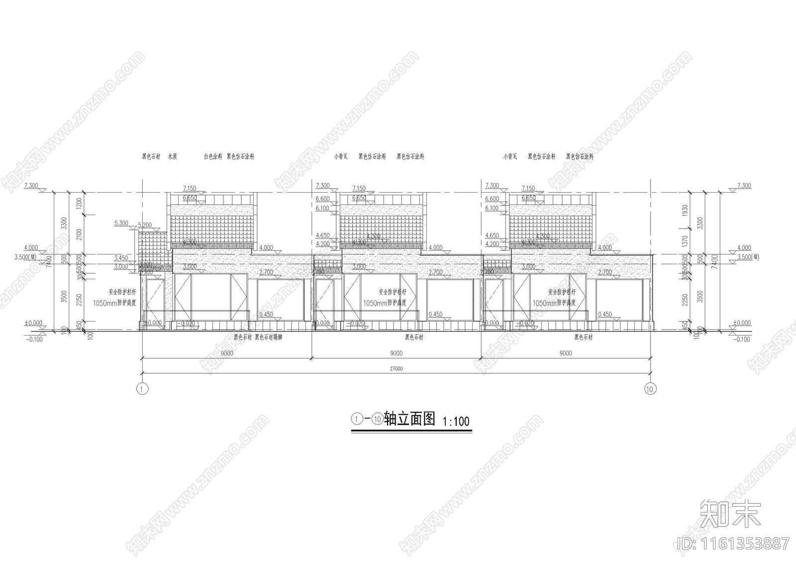 休闲民宿酒店建筑cad施工图下载【ID:1161353887】