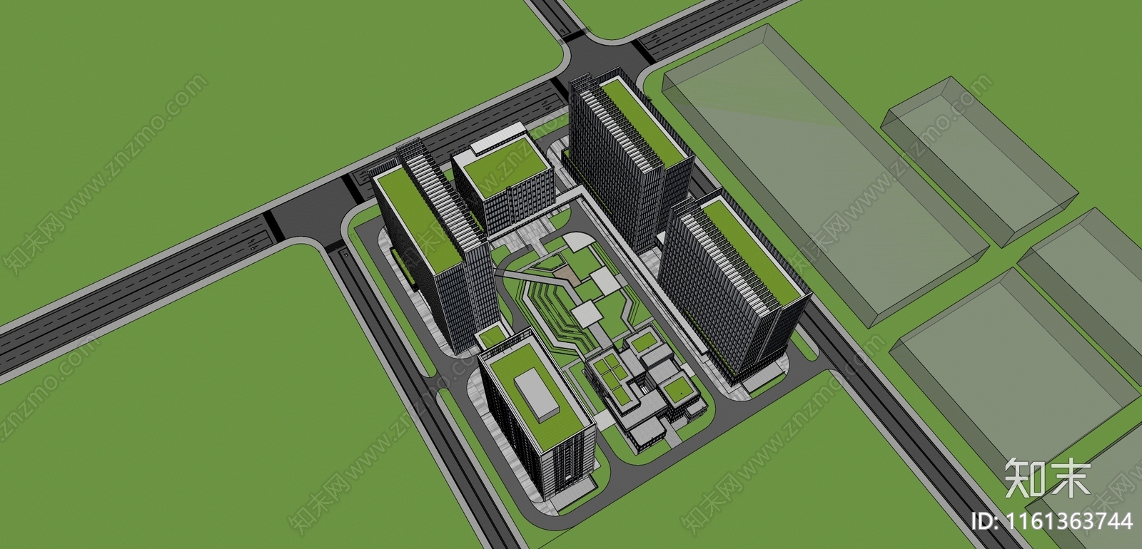 现代产业园SU模型下载【ID:1161363744】