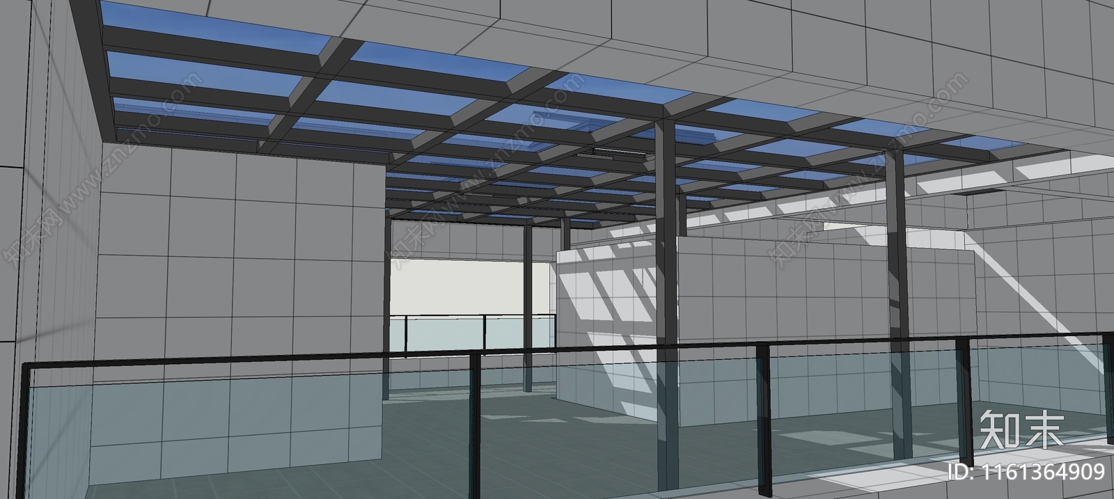 现代露台钢结构玻璃雨棚SU模型下载【ID:1161364909】