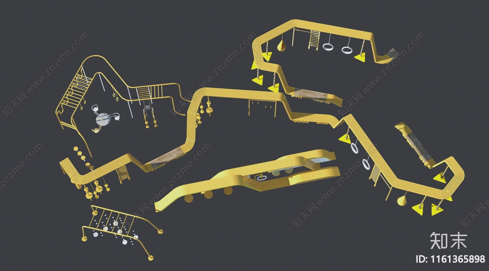 现代户外康体健身运动器材3D模型下载【ID:1161365898】