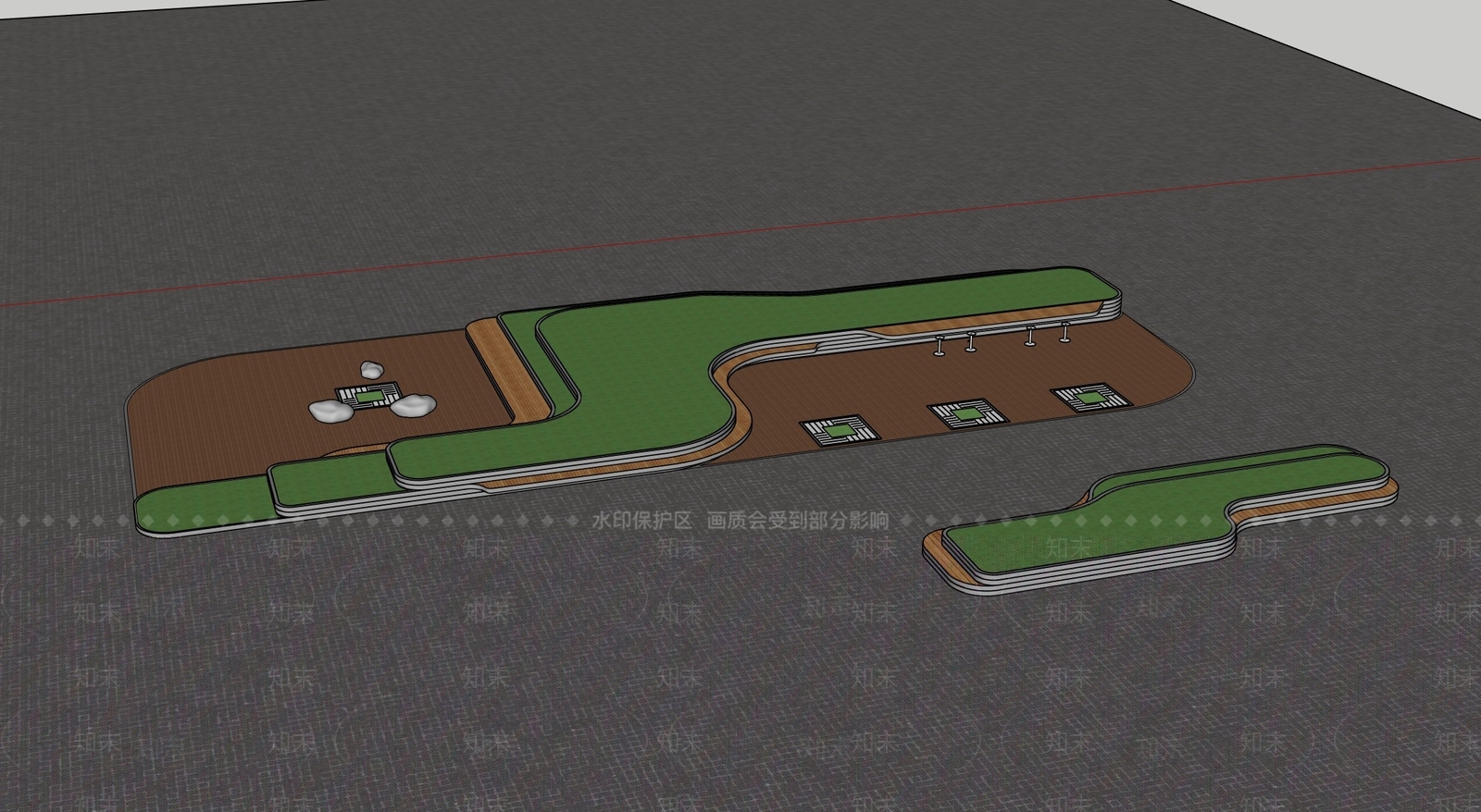 现代广场景观SU模型下载【ID:1161758867】