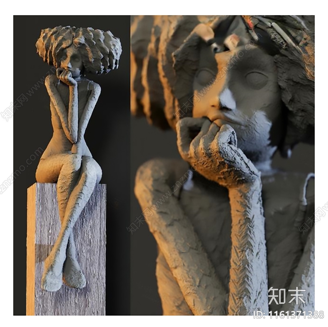 现代雕塑摆件3D模型下载【ID:1161371388】