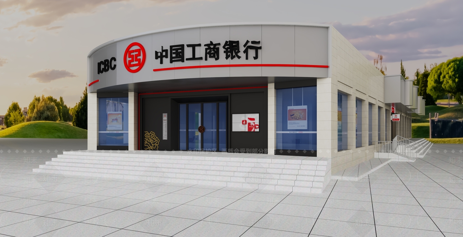 现代银行门头3D模型下载【ID:1161373532】