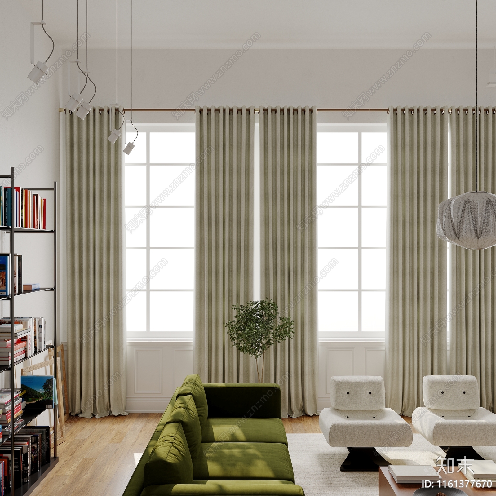 北欧窗帘3D模型下载【ID:1161377670】