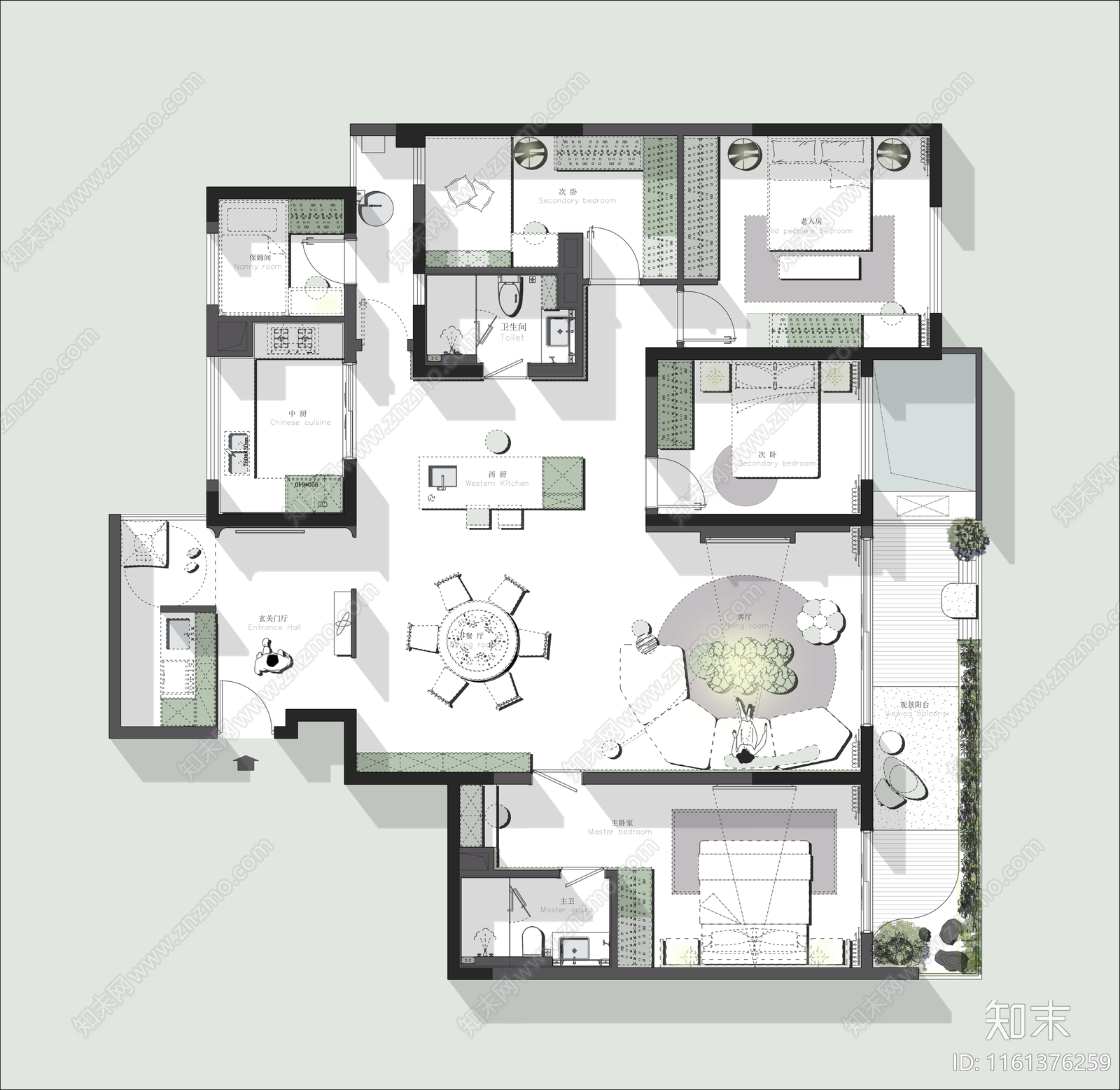 PSD免抠室内彩平图下载【ID:1161376259】