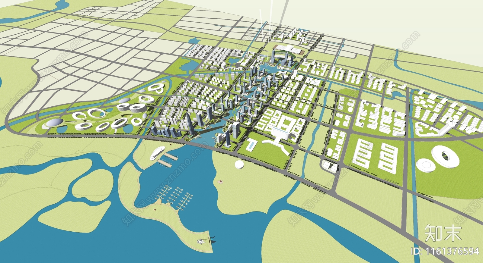 现代海湾城市规划设计SU模型下载【ID:1161376594】