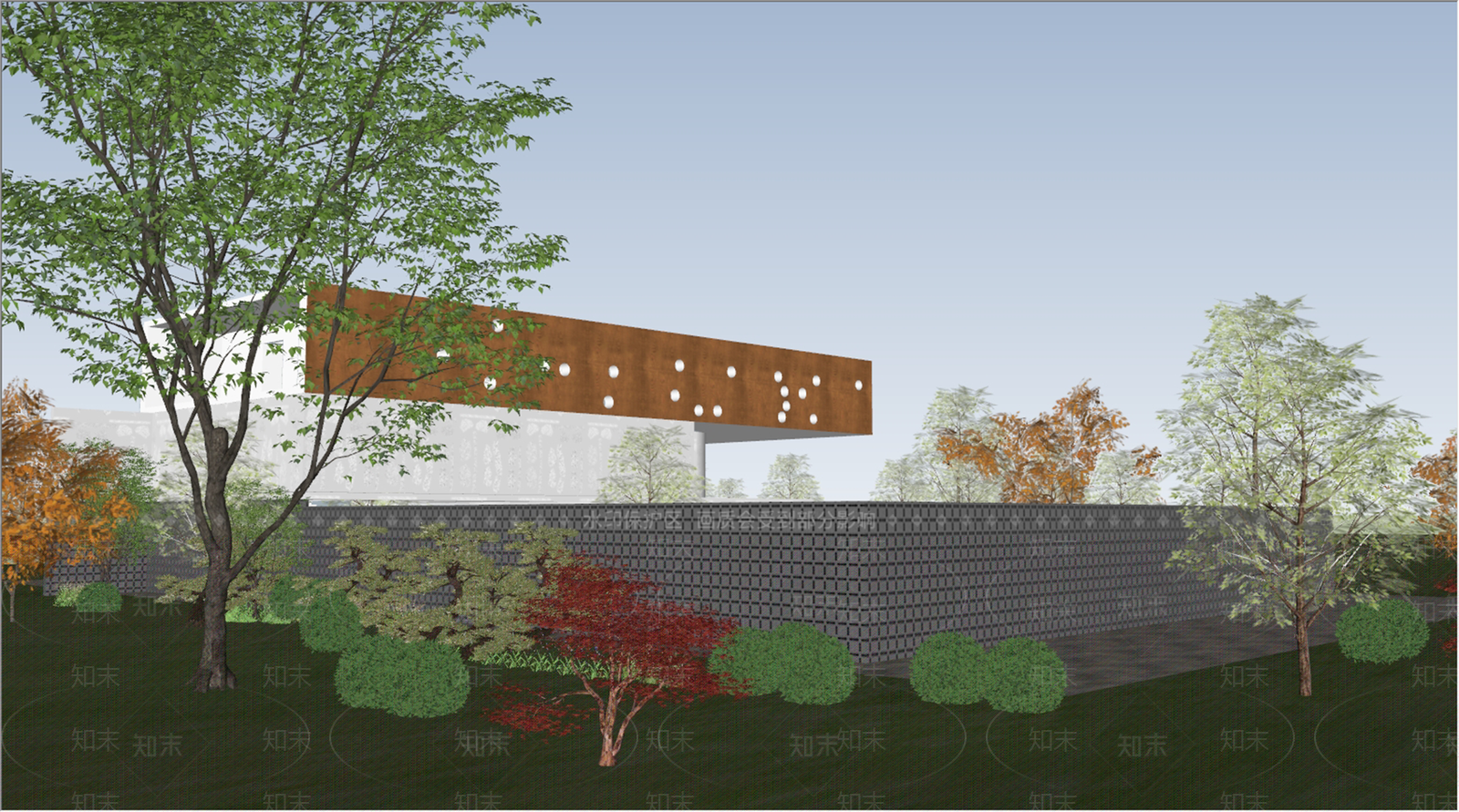 现代城市规划馆展览馆建筑外景SU模型下载【ID:1161378171】