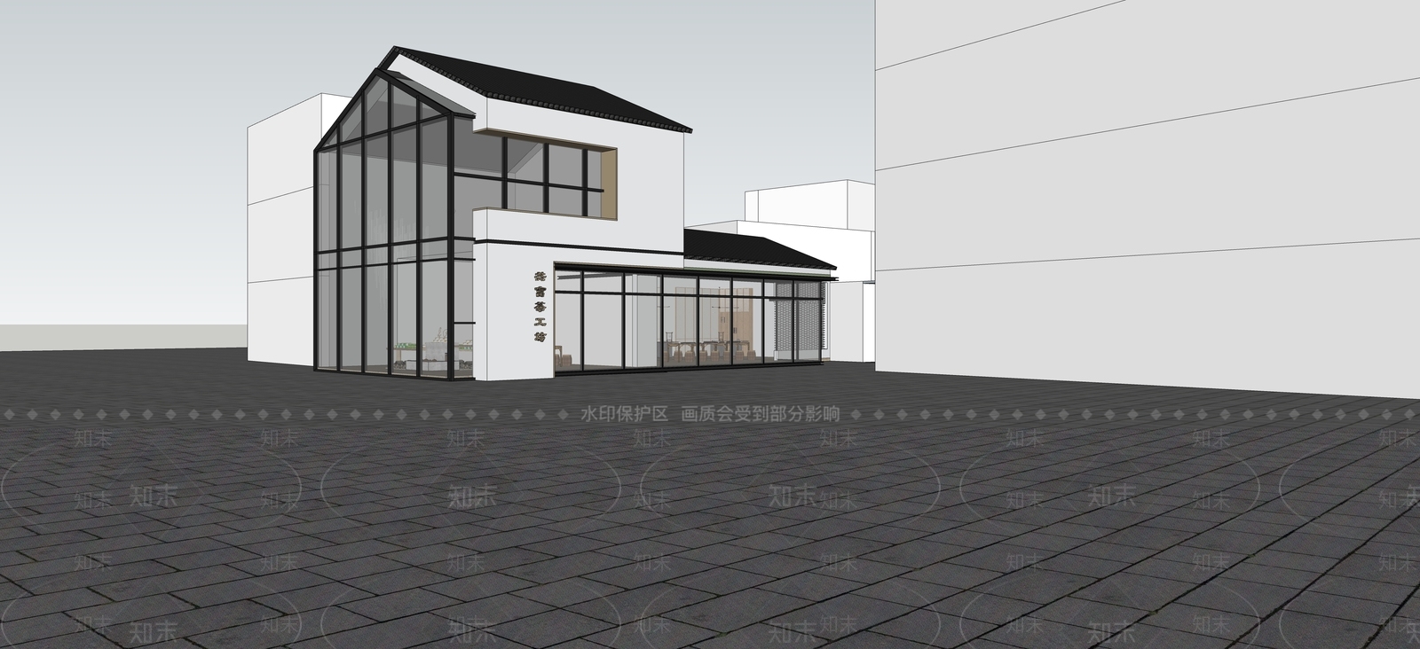 新中式富塘村茶工坊SU模型下载【ID:1161380602】