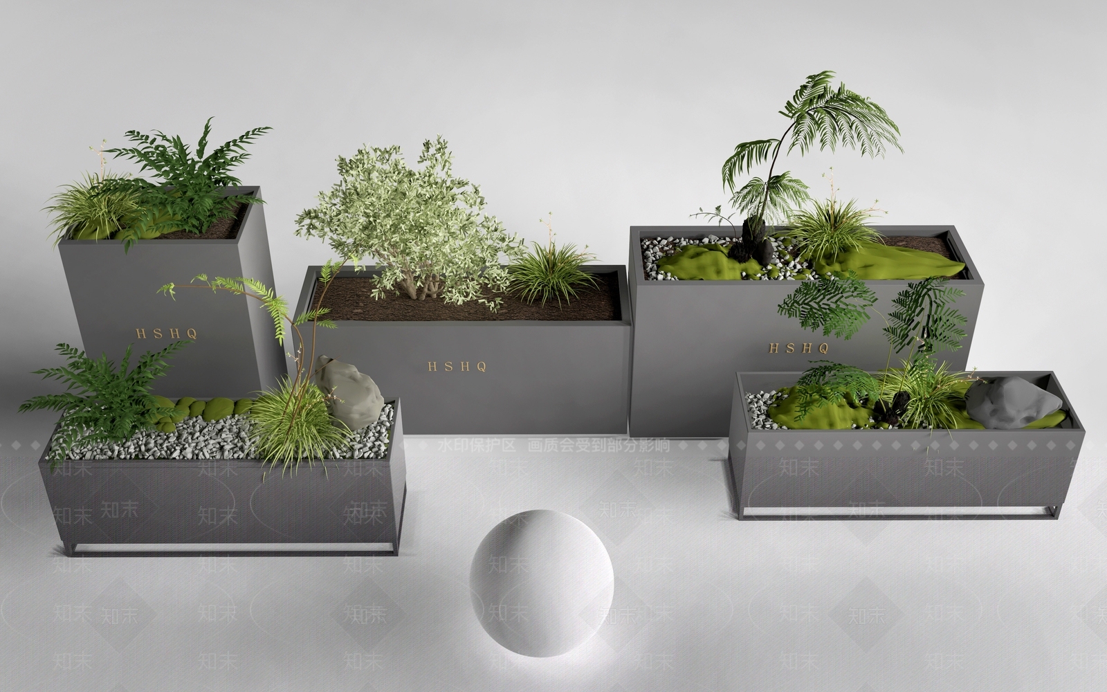 现代外摆花箱3D模型下载【ID:1161386894】
