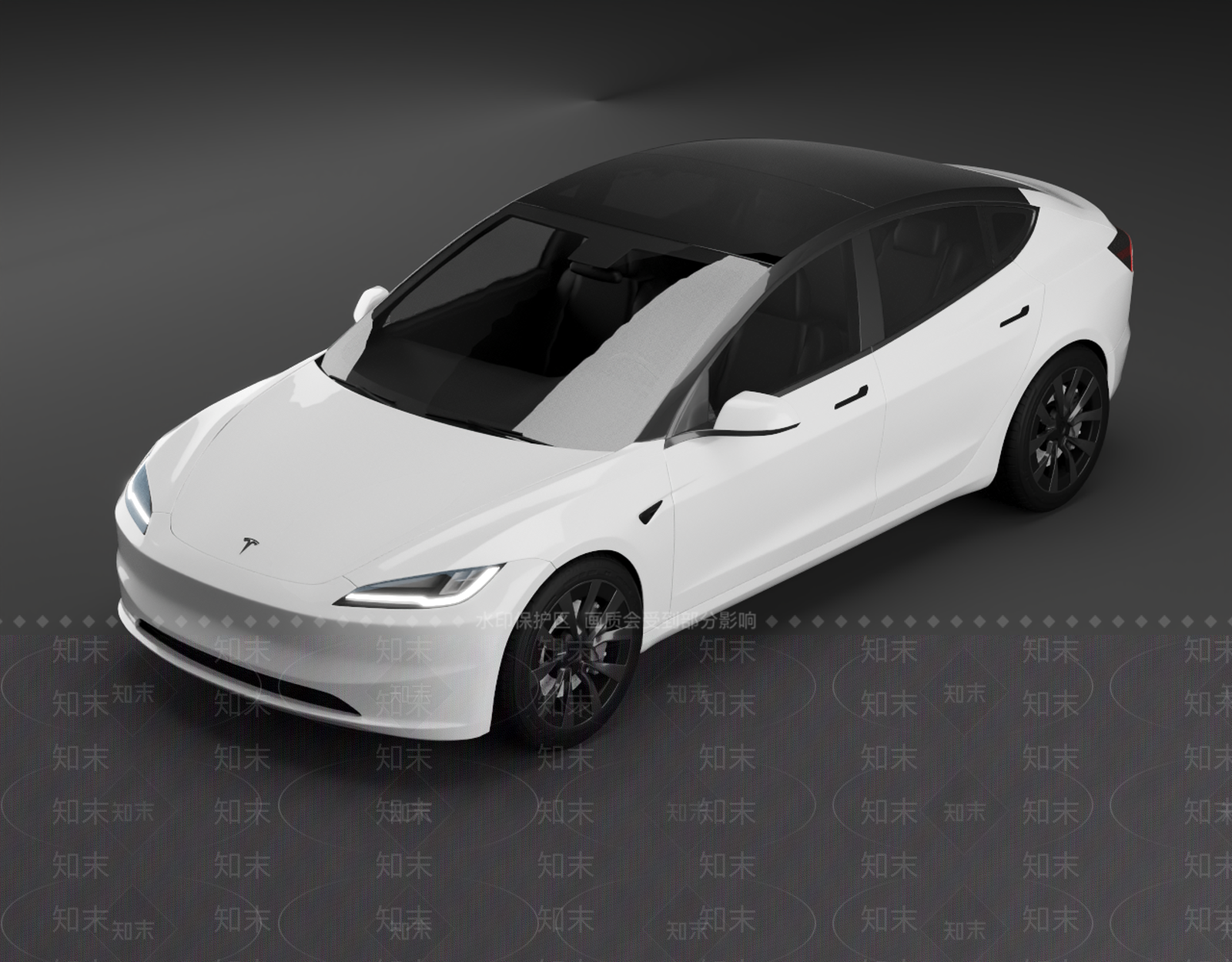 新款特斯拉Model3白色3D模型下载【ID:1161390770】
