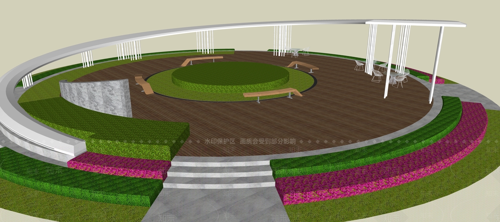 现代景观广场SU模型下载【ID:1161391276】