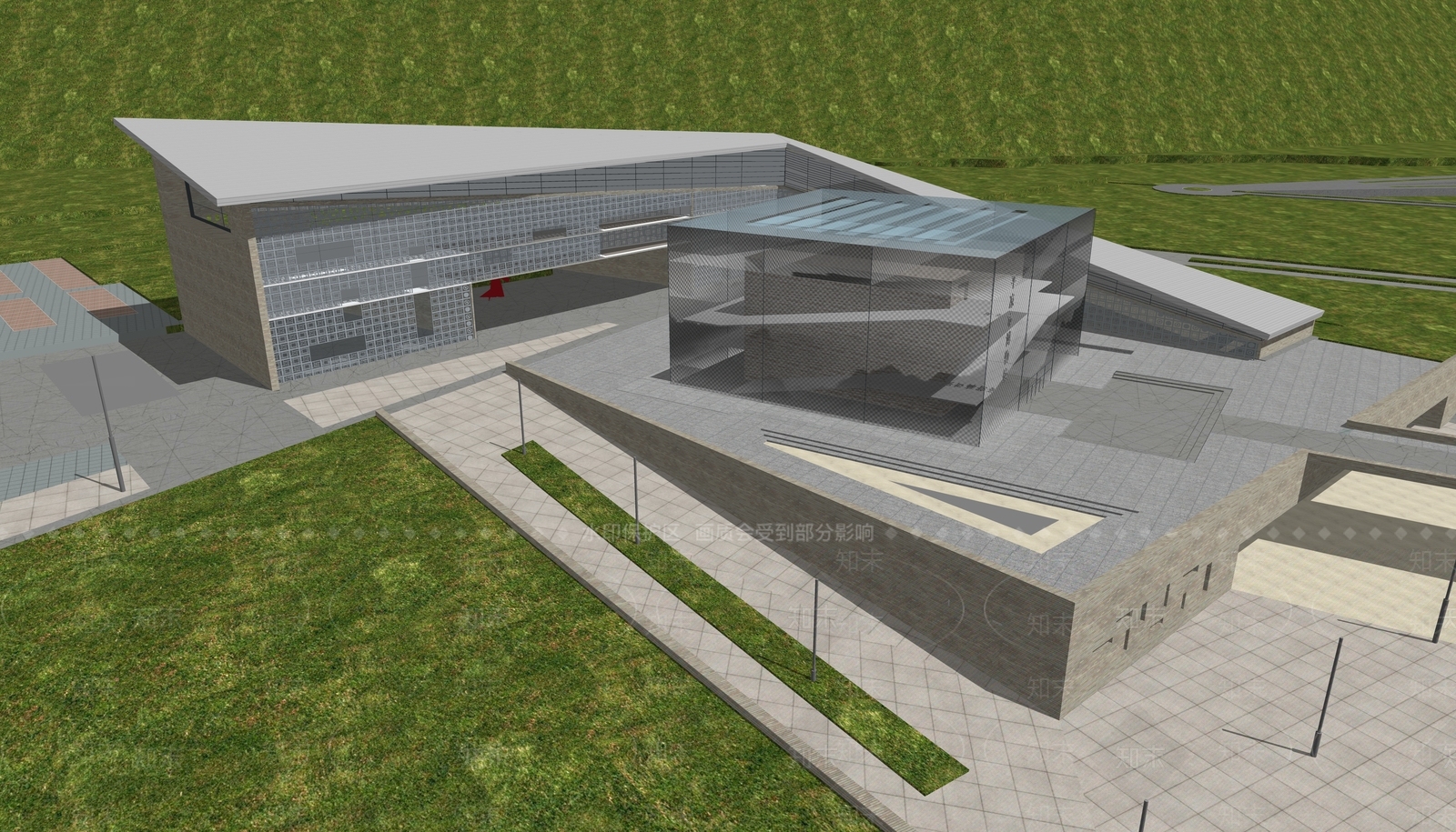 现代网红展览馆建筑SU模型下载【ID:1161393066】