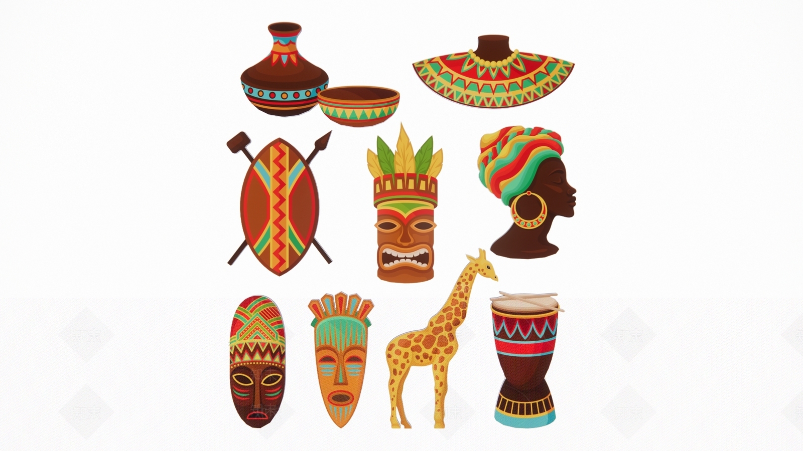 2D现代图腾面具剪影3D模型下载【ID:1161394215】