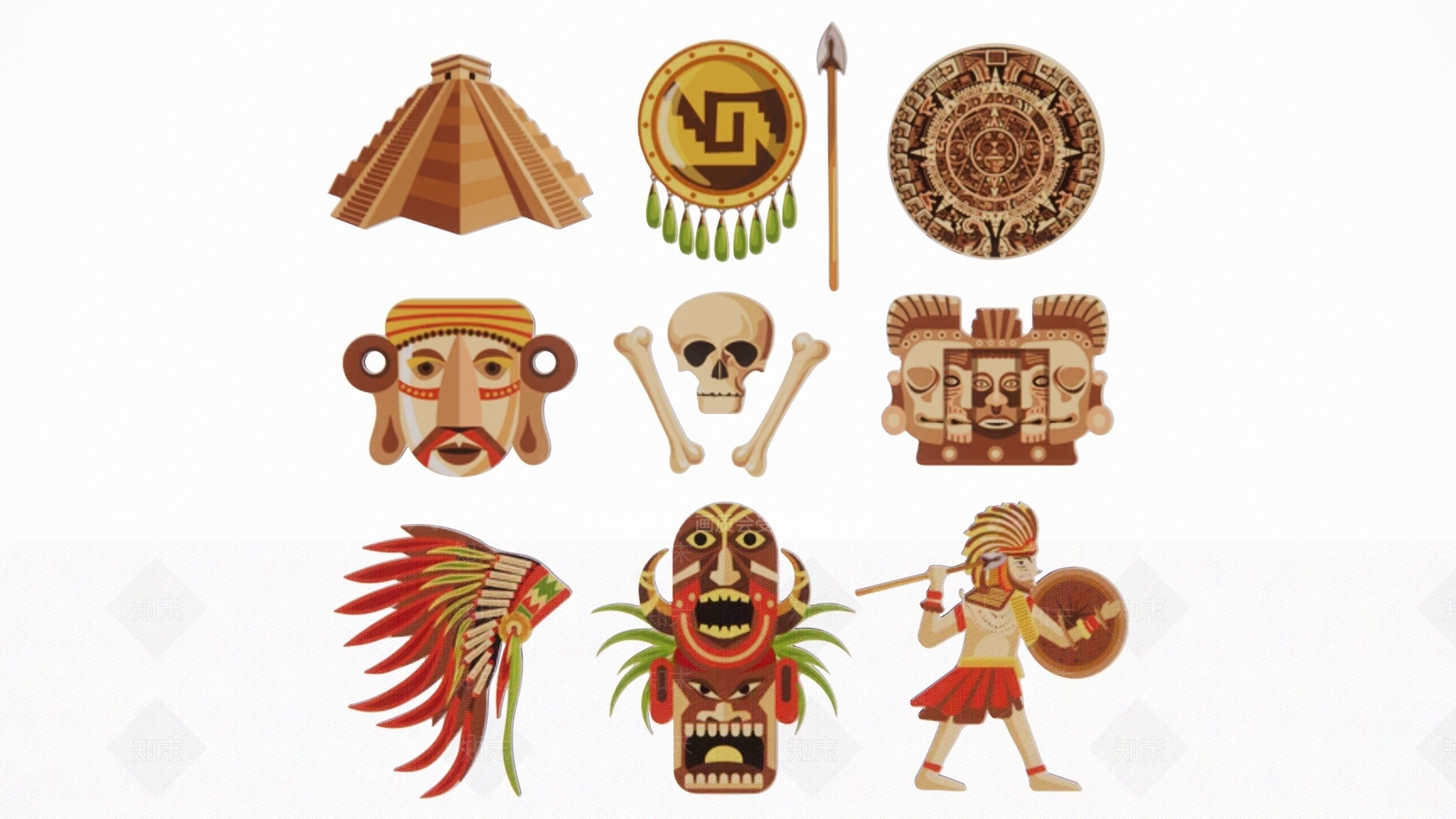 2D现代图腾面具剪影3D模型下载【ID:1161394725】