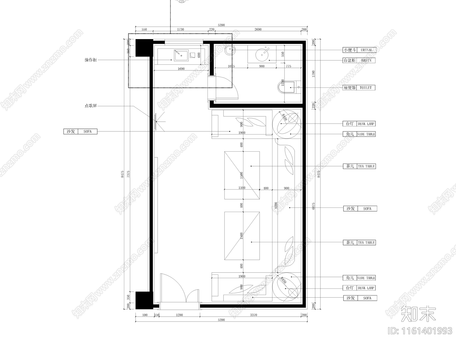 KTV包cad施工图下载【ID:1161401993】
