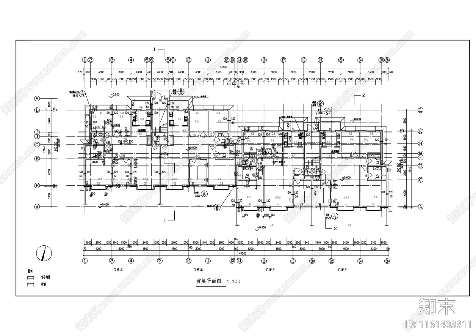多层住宅建筑设计图纸施工图下载【ID:1161403311】