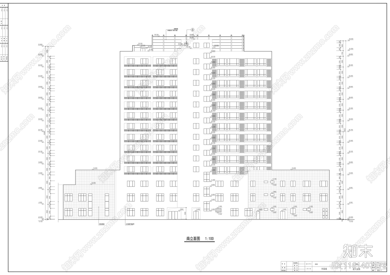 沿街十四层酒店式公寓建cad施工图下载【ID:1161407178】