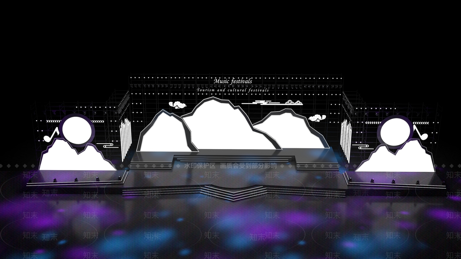 现代文化艺术节舞台3D模型下载【ID:1161407909】