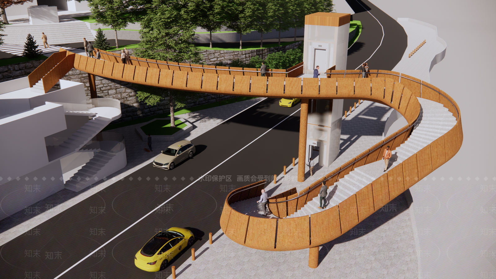 现代人行天桥SU模型下载【ID:1161642347】