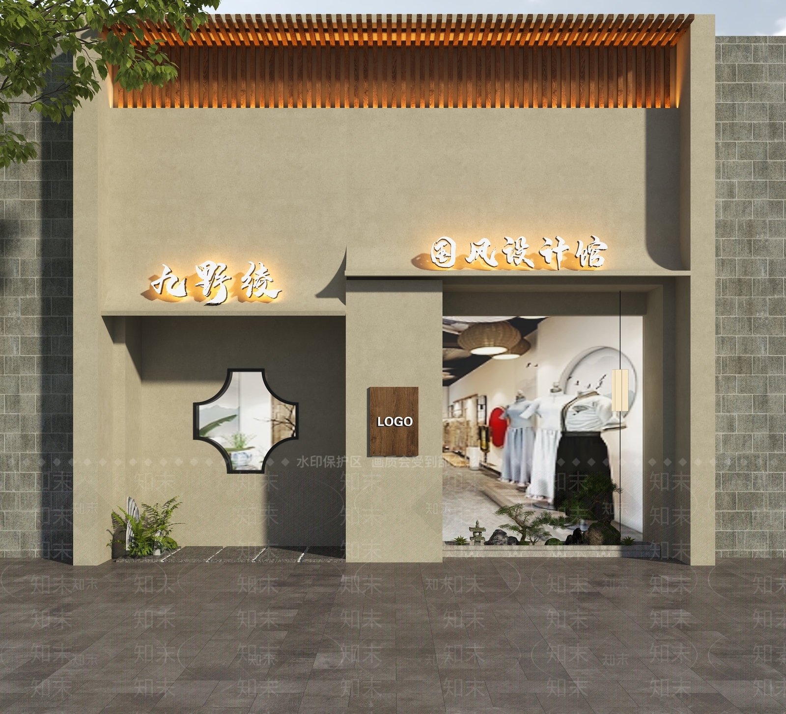 新中式服装店门头3D模型下载【ID:1161412155】