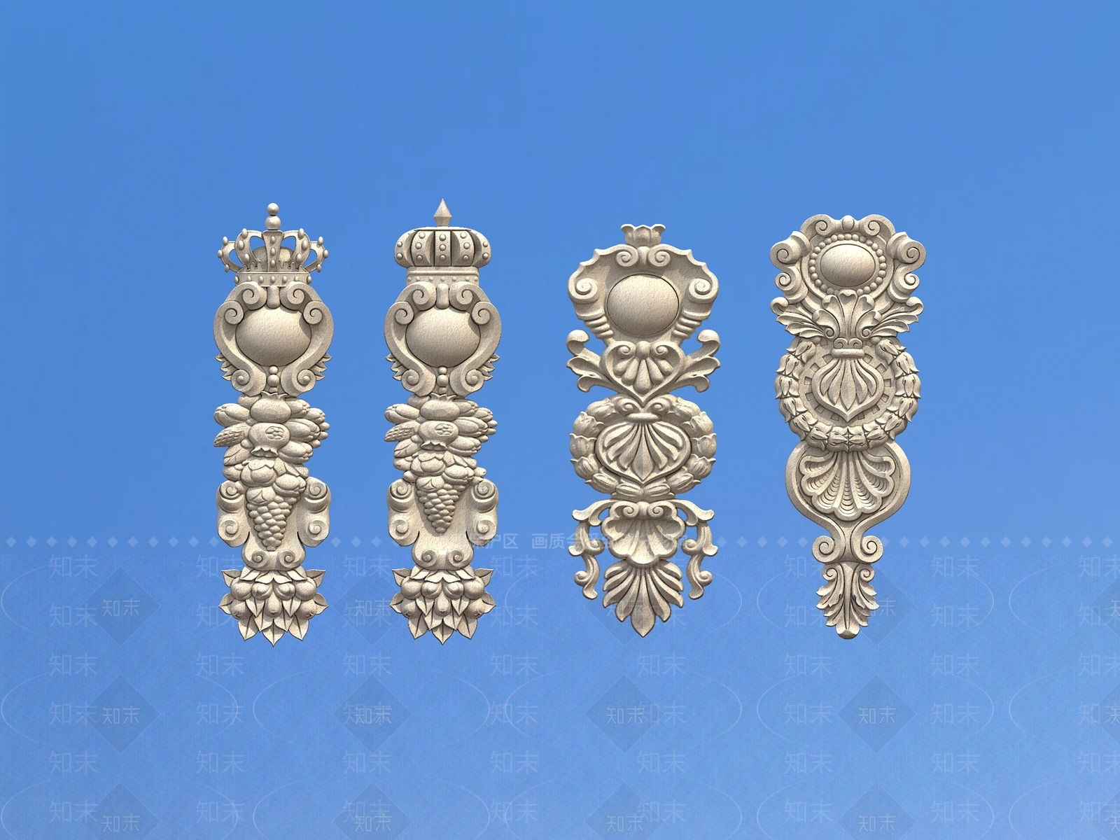 欧式古典别墅柱子浮雕3D模型下载【ID:1161414566】