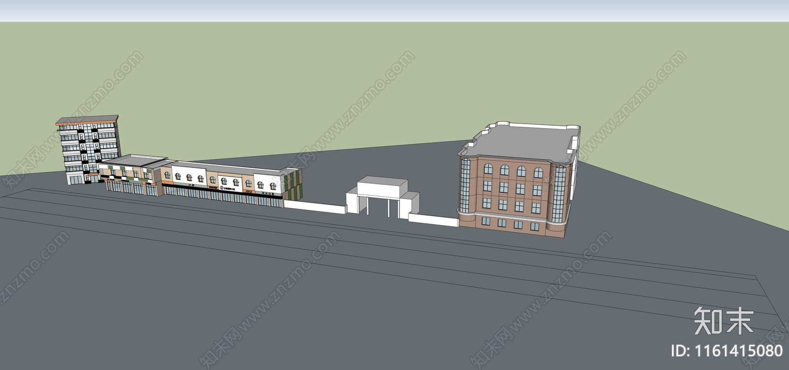 现代特色街区改造商业街SU模型下载【ID:1161415080】
