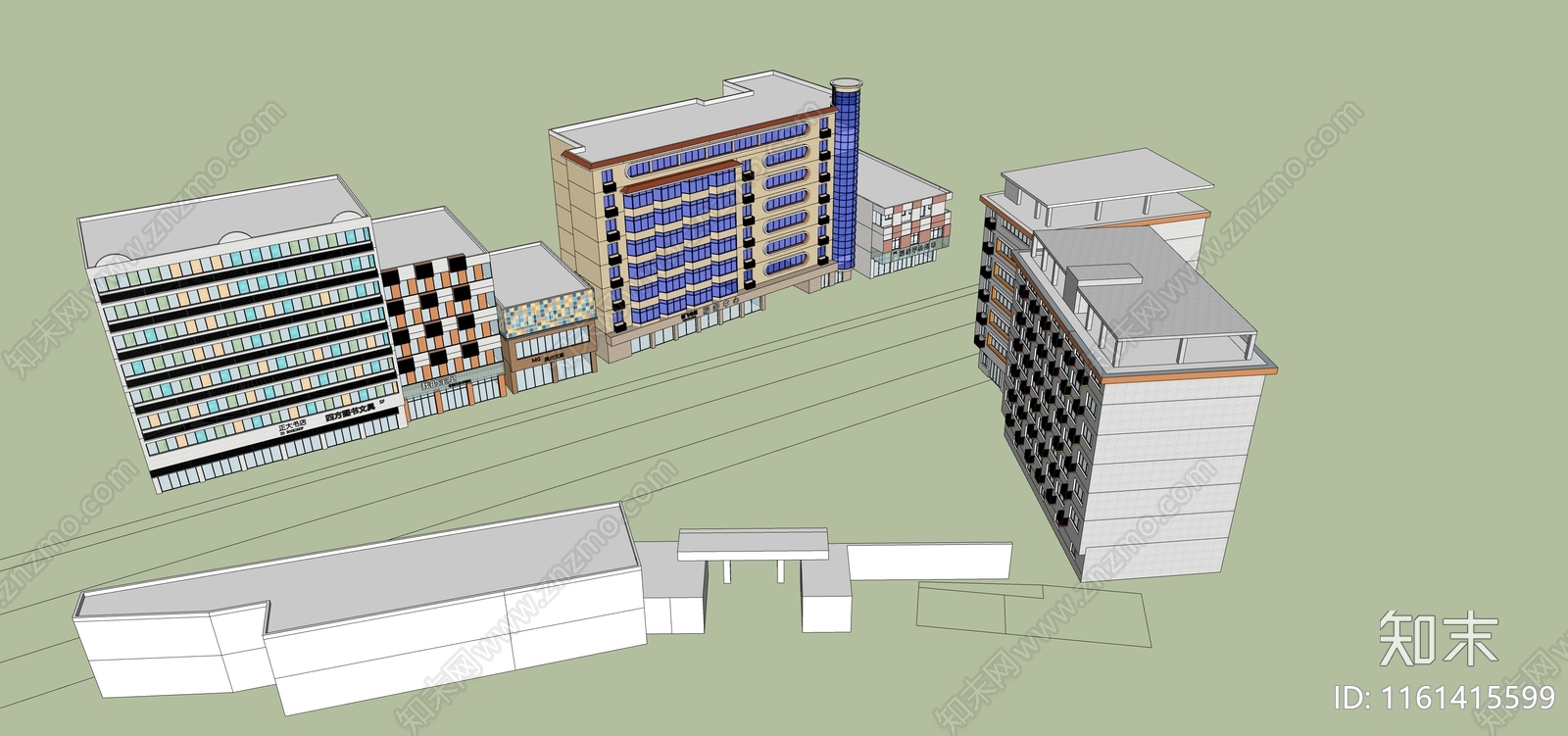 现代街区改造商业建筑SU模型下载【ID:1161415599】