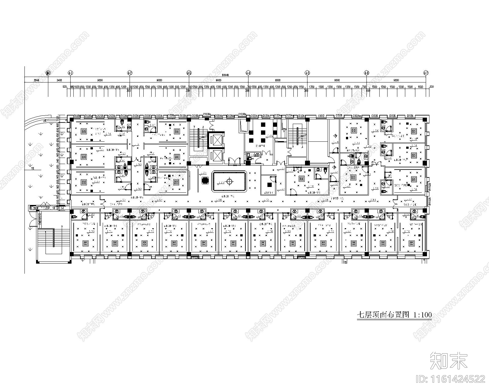 1000平米棋牌室平面布置图顶面设备消防布置图施工图下载【ID:1161424522】