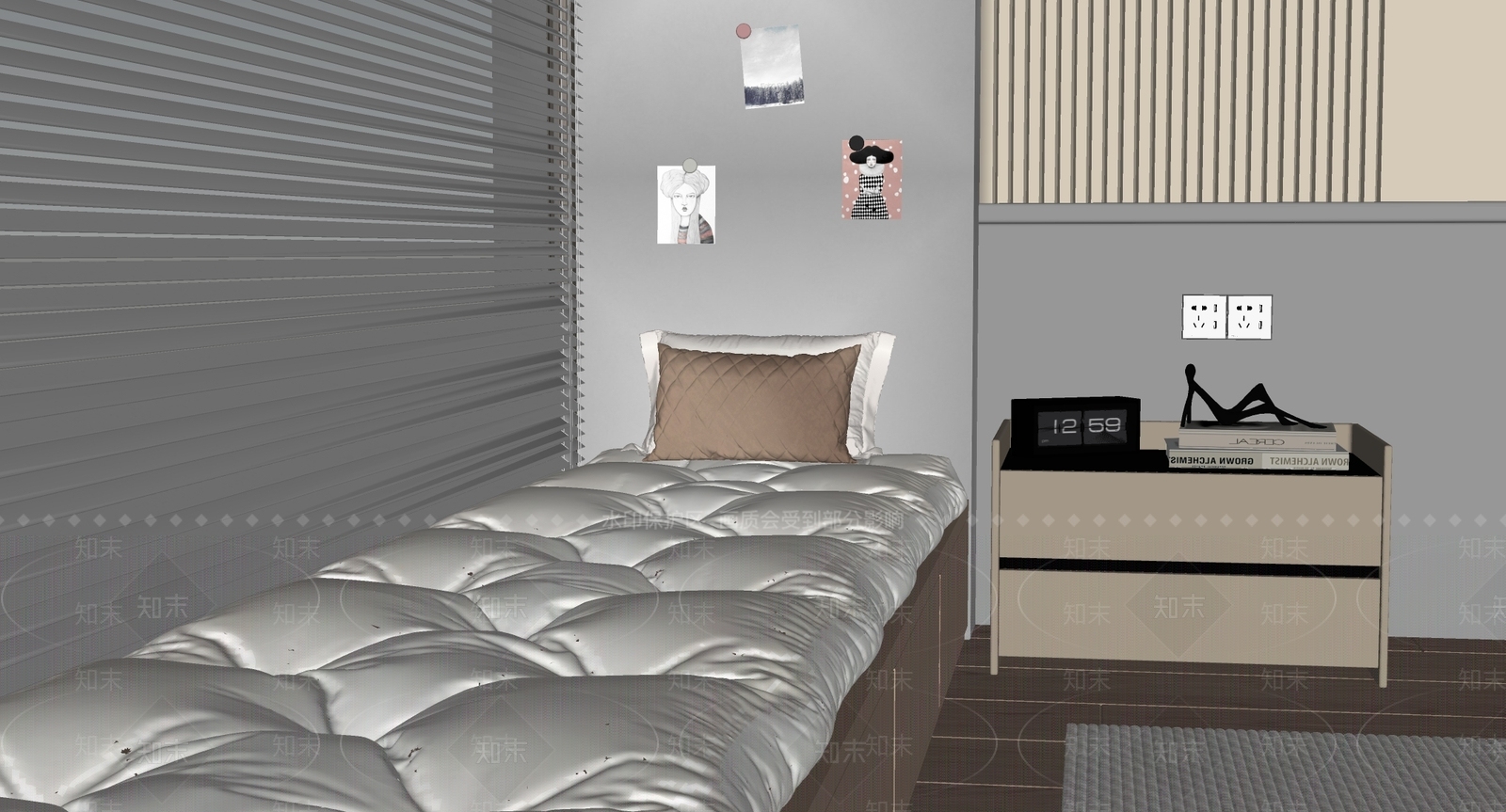 现代飘窗垫SU模型下载【ID:1161424912】