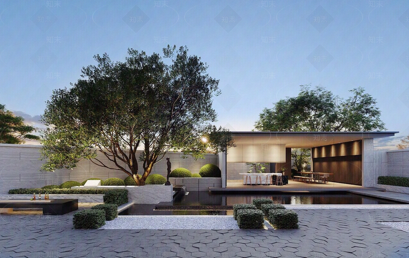 别墅庭院外景贴图下载【ID:1161428427】