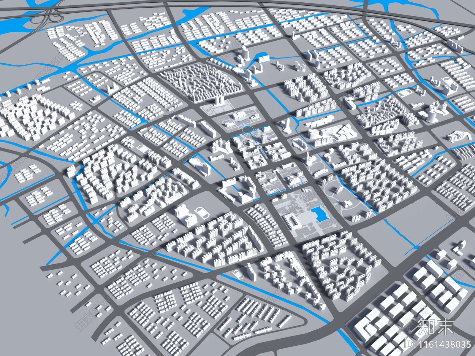现代超大鸟瞰建筑3D模型下载【ID:1161438035】