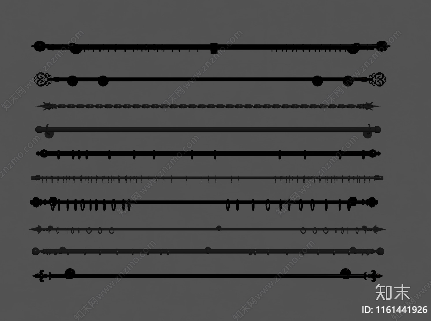现代窗帘杆SU模型下载【ID:1161441926】