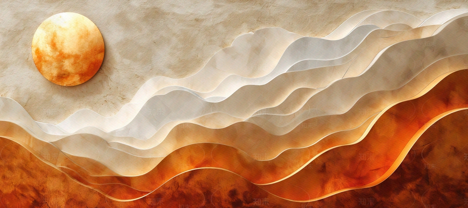 东方美学国风3D立体浮雕玉石景观山水背景壁画贴图下载【ID:1161443912】