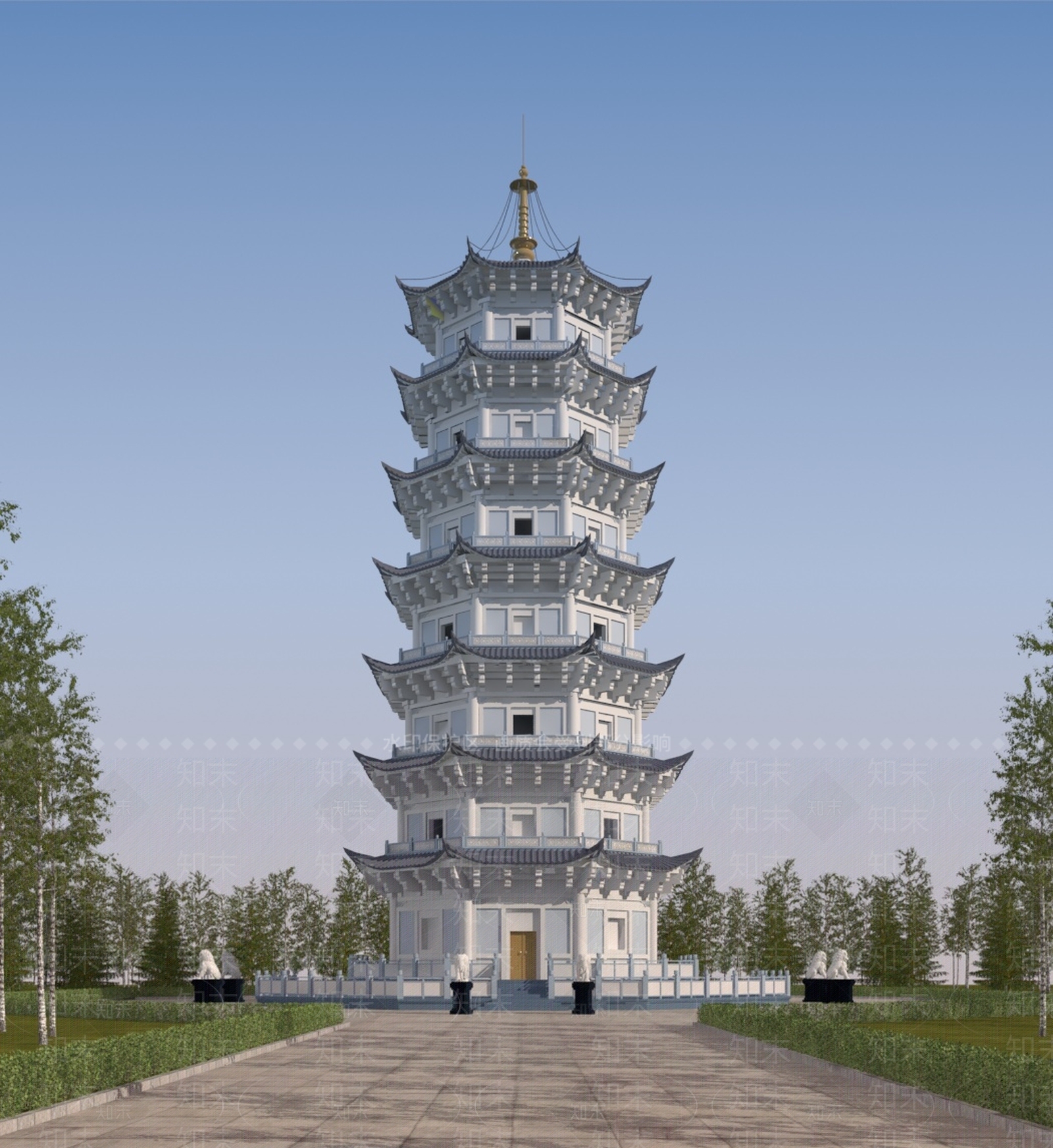 中式文峰塔3D模型下载【ID:1161445913】