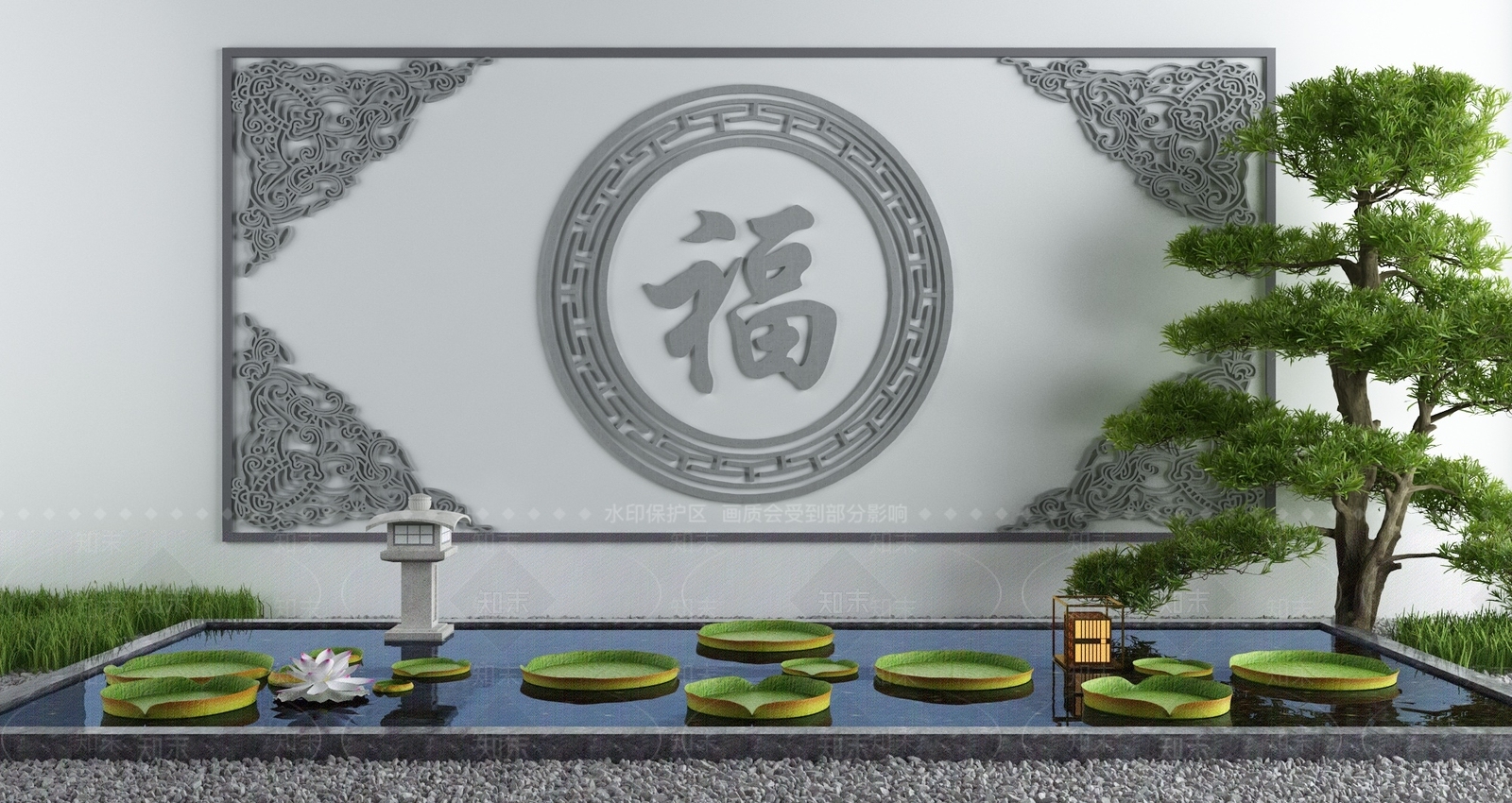 中式景墙3D模型下载【ID:1161446106】