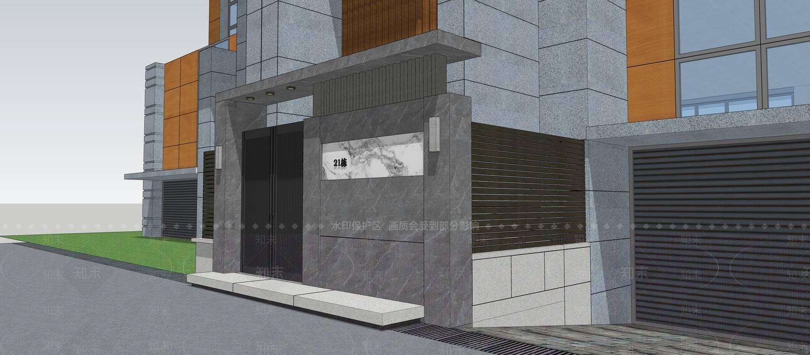 现代住宅庭院门SU模型下载【ID:1161447025】