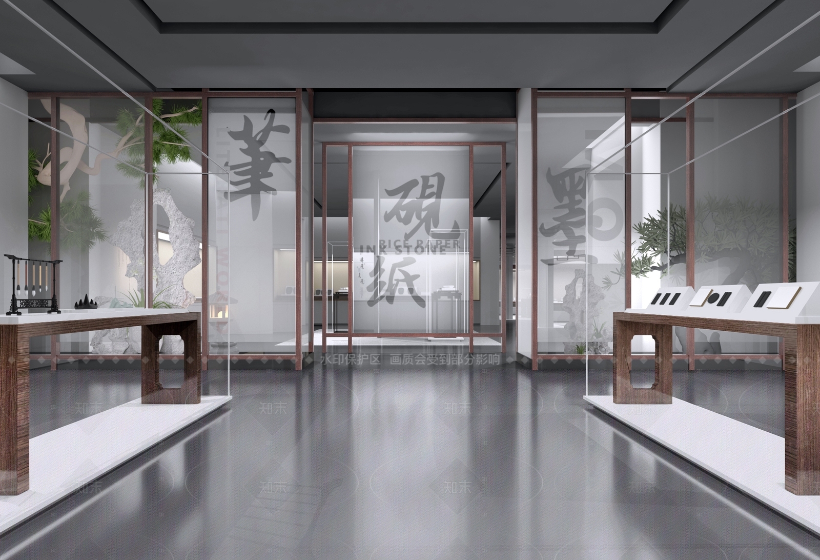 现代新中式文房四宝博物馆3D模型下载【ID:1161453290】