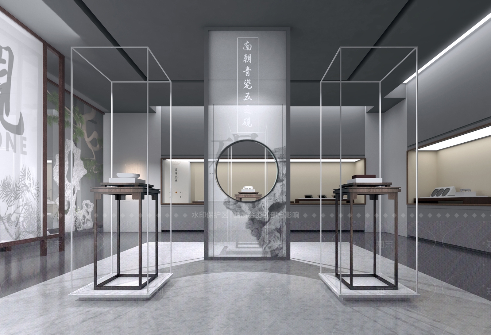 现代新中式文房四宝博物馆3D模型下载【ID:1161453290】