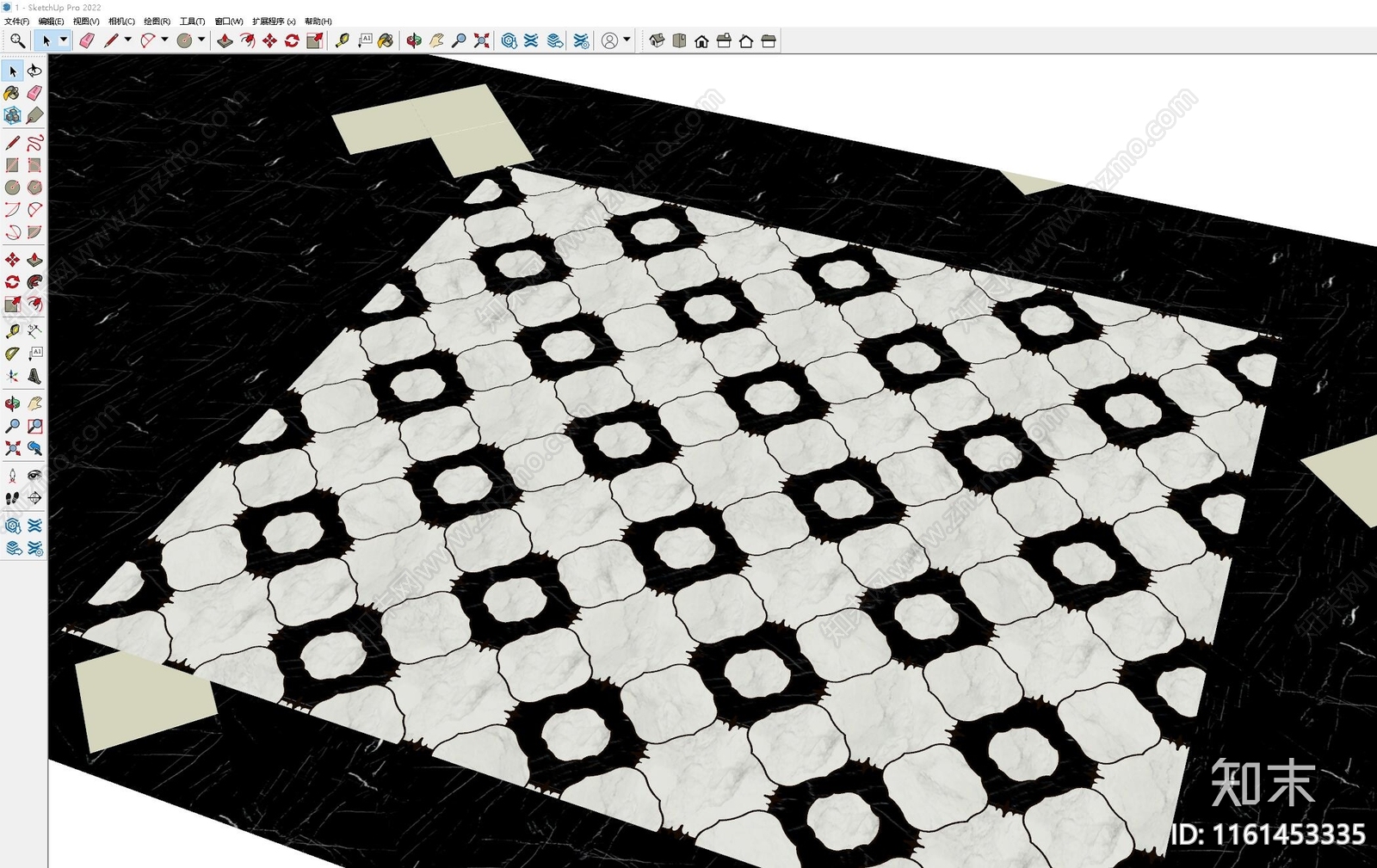 现代雕花大理石地砖SU模型下载【ID:1161453335】