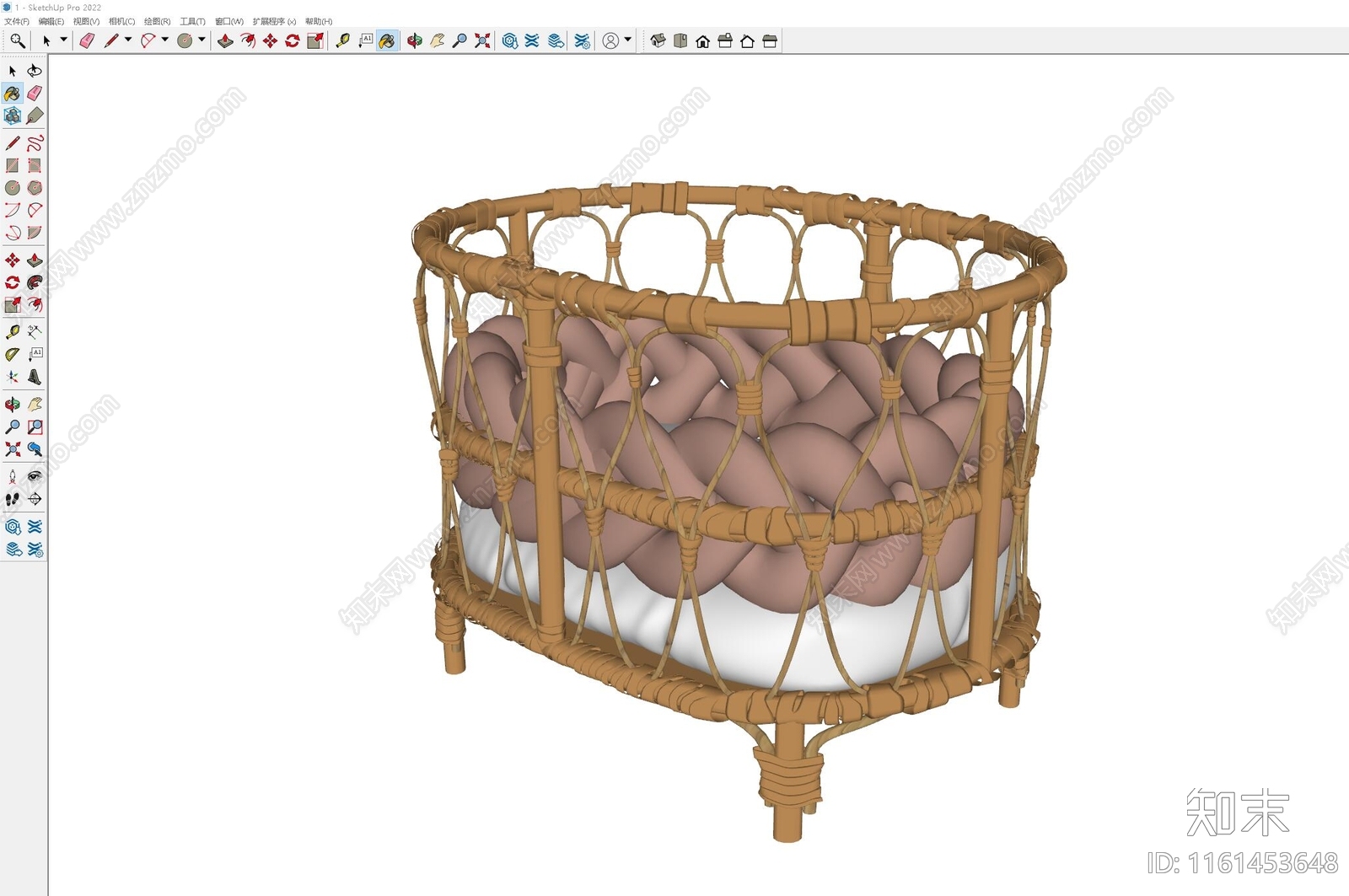 现代藤编儿童床SU模型下载【ID:1161453648】