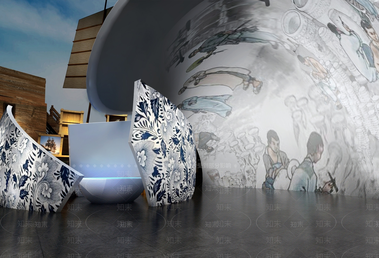 现代陶瓷主题博物馆展厅3D模型下载【ID:1161453824】