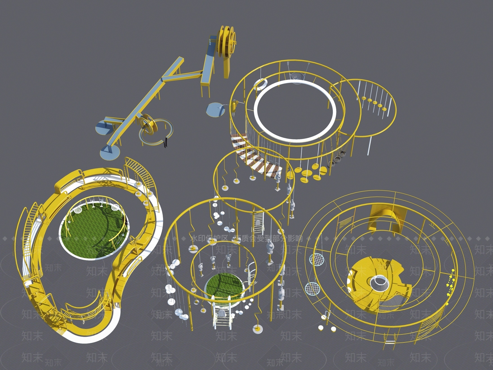 现代户外健身器材3D模型下载【ID:1161456988】