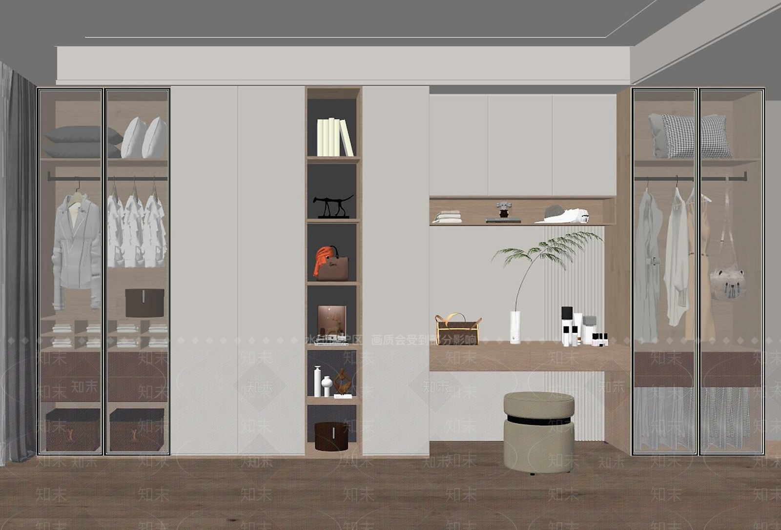 现代家居衣帽间SU模型下载【ID:1161459009】