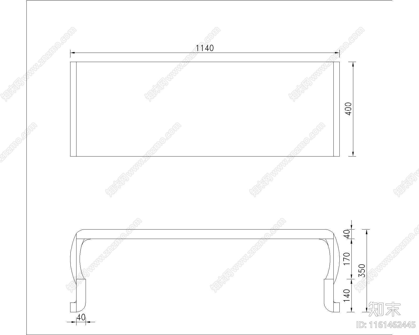 小叶檀拐纹琴几cad施工图下载【ID:1161462445】