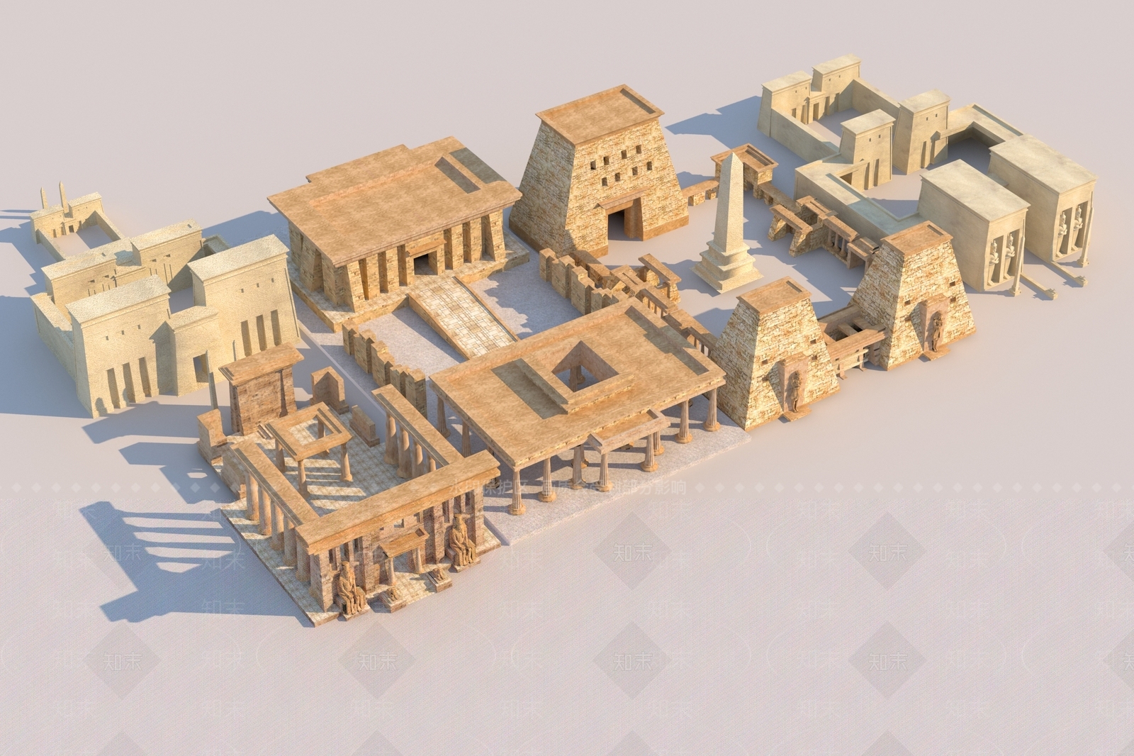 现代埃及古神庙3D模型下载【ID:1161464191】