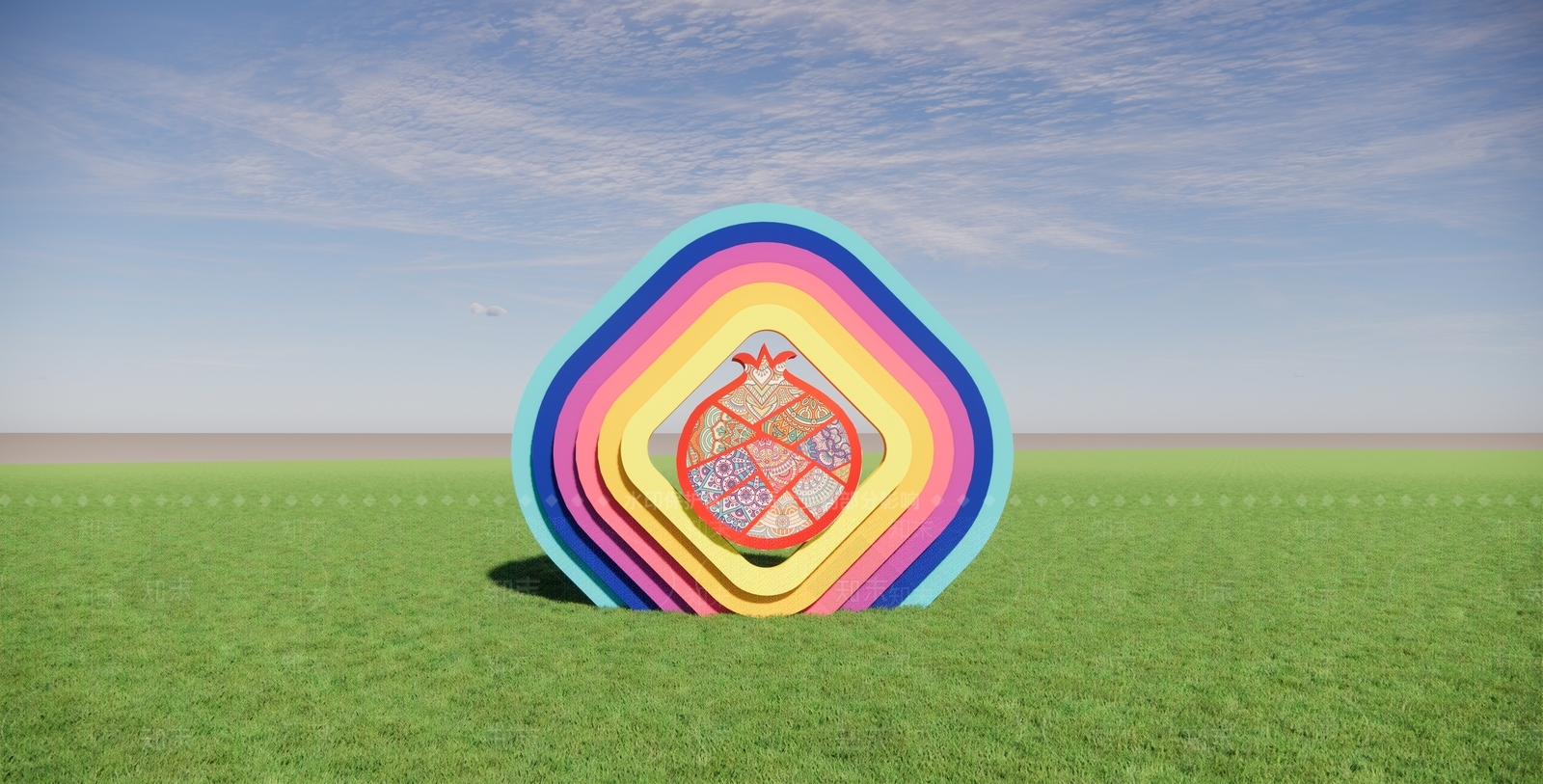 现代户外石榴景观雕塑SU模型下载【ID:1161464202】