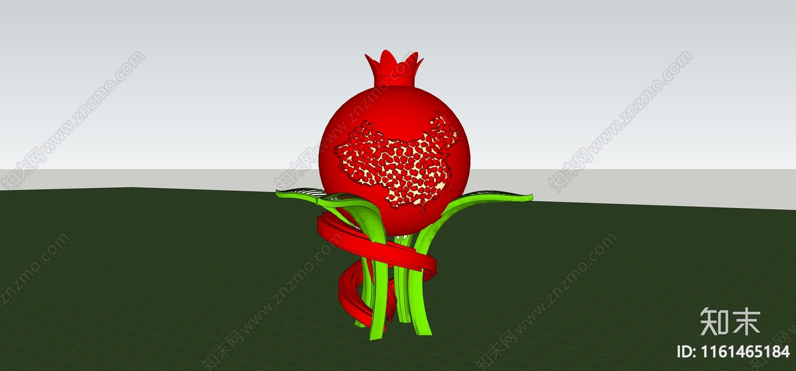 现代户外石榴飘带景观小品SU模型下载【ID:1161465184】