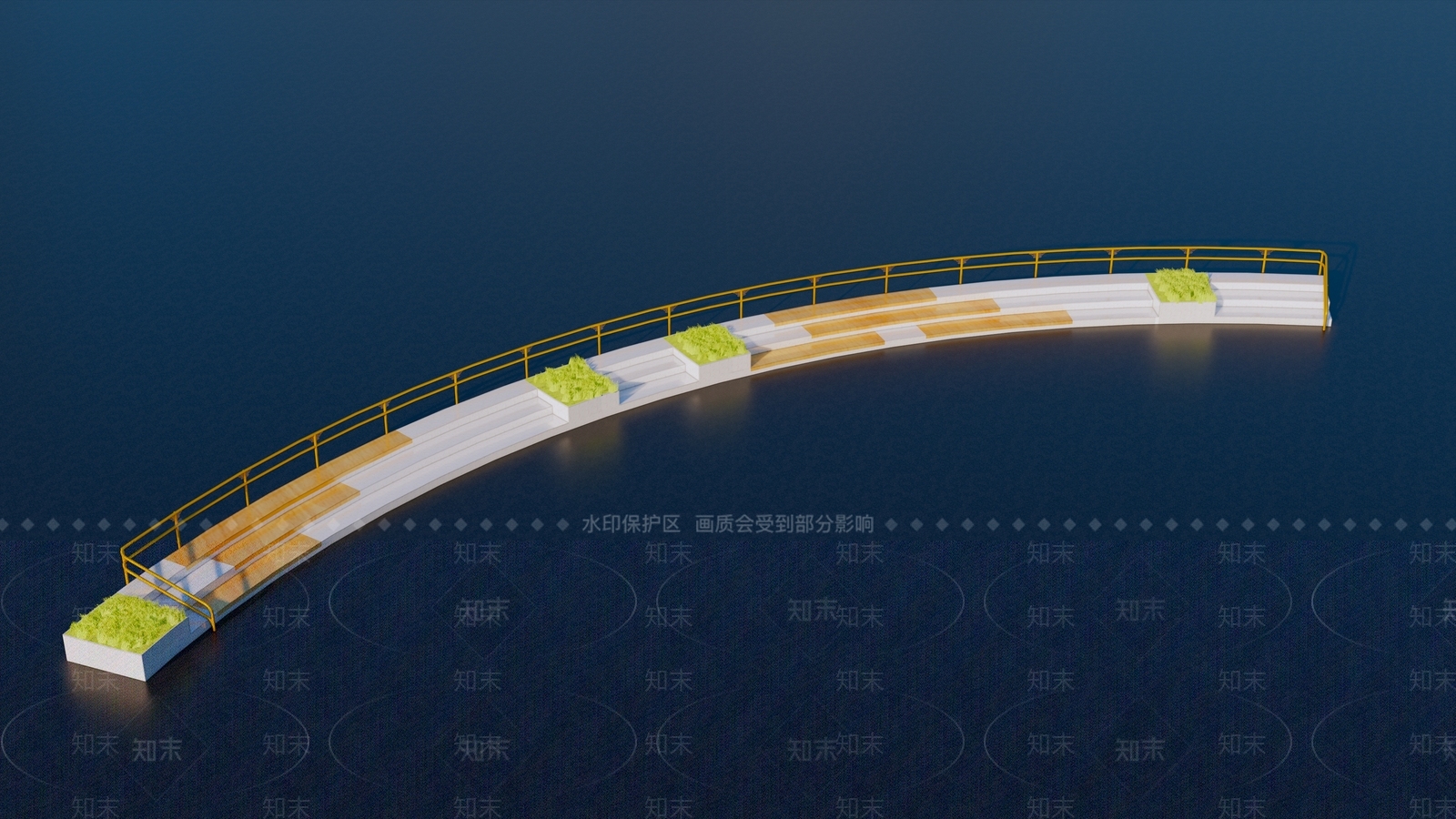 现代台阶景观SU模型下载【ID:1161465346】